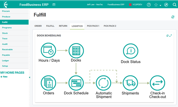 dock scheduling functionality in FoodBusiness ERP 2023 R2